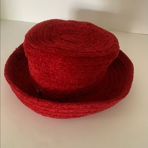 Betmar New York Rolled Brim Chenille Hat, Cranberry Red